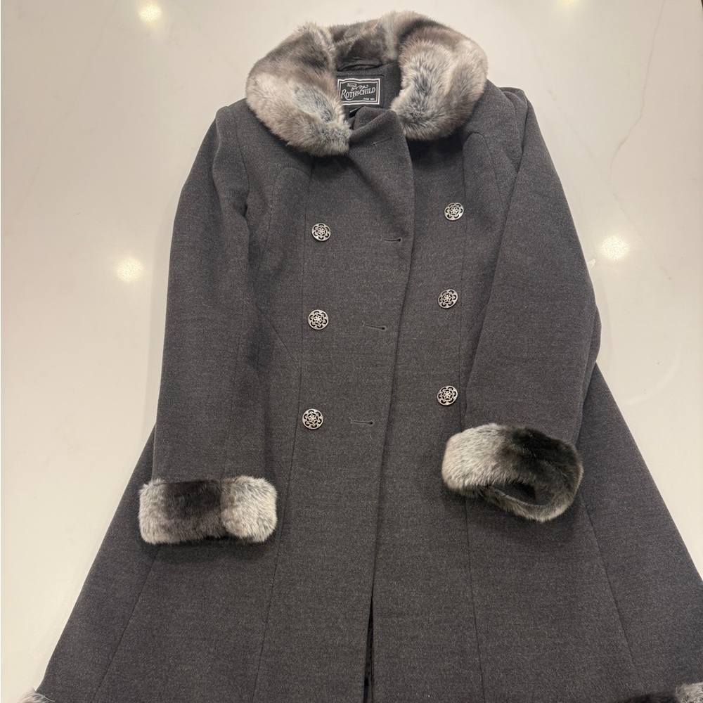Rothschild Charcoal Coat with Faux Fur Collar